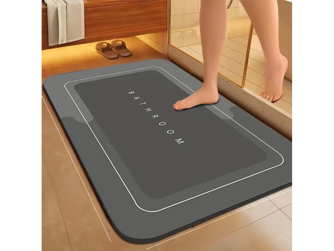 (gris Oscuro) Alfombra De Baño De Tierra De Diatomeas Antideslizante Y Resistente A Las Manchas, Alfombra De Cocina Absorbente Y De Secado Rápido