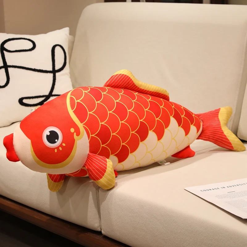 (vermelho, 100 Cm) Lindo Brinquedo De Pelúcia Realista De Peixe Koi Em Estilo Desenho Animado