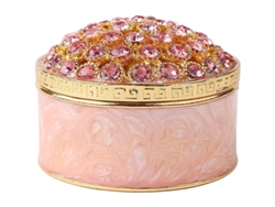 Joyero Redondo Con Bisagra De Cristal, Esmalte, Para Guardar Anillos, Regalo De Navidad, Día De La Madre, Rosa.