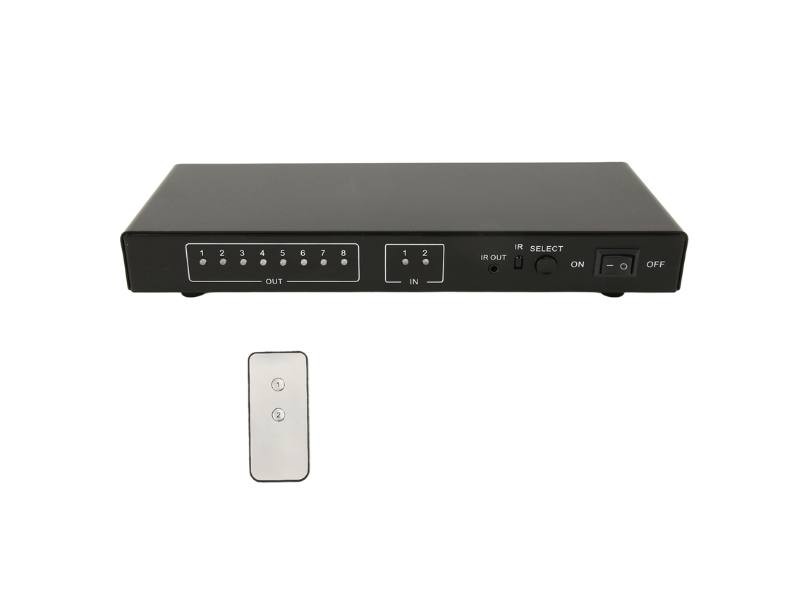 Divisor de interfaz multimedia HD 2x8 con control remoto, 4K 60Hz