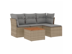 Conjunto de 5 sofás de jardín con cojines de mimbre beige MAISON EXCLUSIVE (5 piezas)