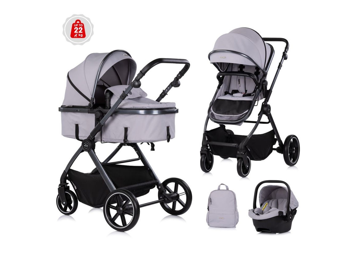 Carrinho de Bebé Conversível Trío Pearl Até 22 Kg da CHIPOLINO Platinum