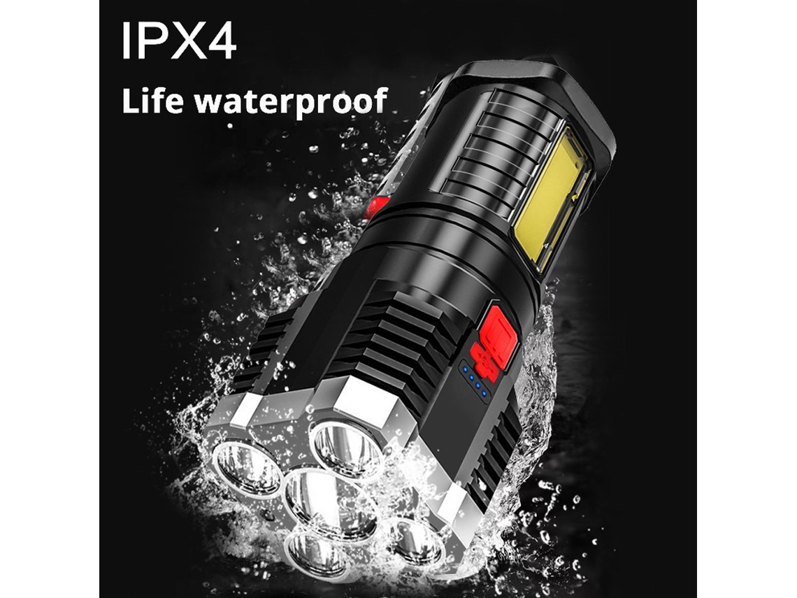 Linterna Led Recargable Portátil De Alto Brillo Con Luz Lateral Y 4 Modos Para Acampar, Hacer Senderismo Y Emergencias.