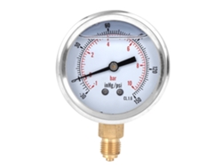 Manómetro De Vacío Radial Con Aceite 1/4 Bsp 10 Bar -1-10 Bar Acero Inoxidable Latón 68 Mm