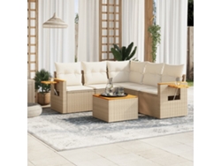 Conjunto de 6 sofás de jardín con cojines de mimbre beige Dkd Home Decor