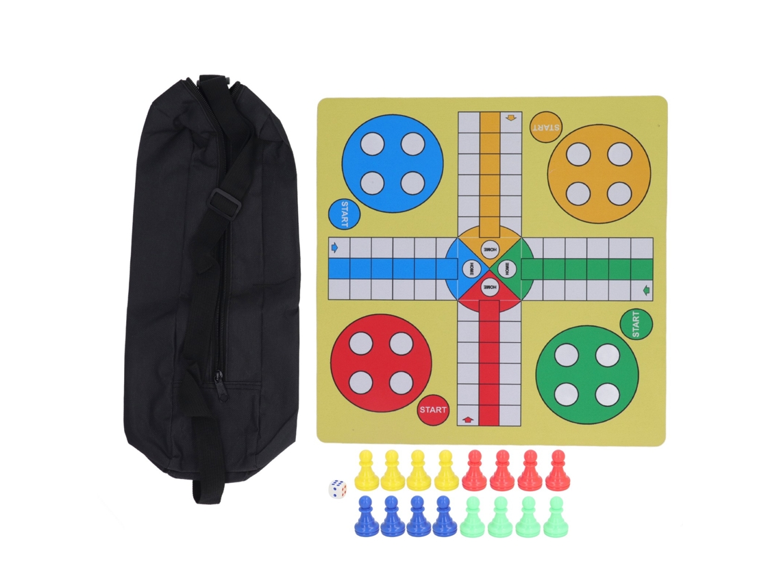 Juego De Mesa Ludo Con Tablero Plegable Y Enrollable, 16 Fichas Y Dados Para Niños Y Adultos.