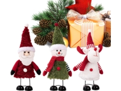 Figura Decorativa Navideña De Pie Para Mesa, Telescópica, Con Papá Noel, Muñeco De Nieve Y Junco - Festival
