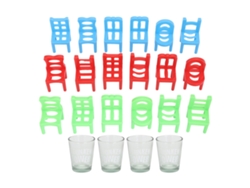 2026-18 Sillas De Plástico Y 4 Vasos De Vidrio Juego De Bebida Tumbling Para Fiesta Viaje Promociones