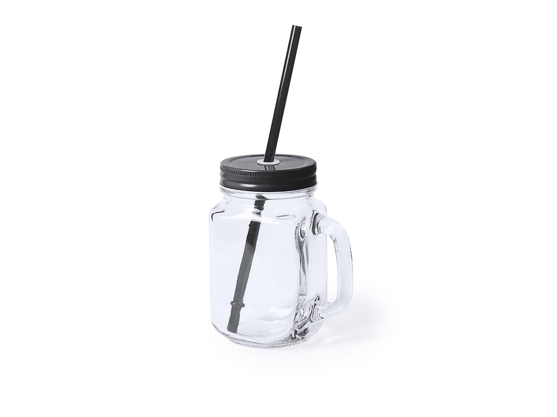 Tarro Cristal Con Pajita De 500 Ml