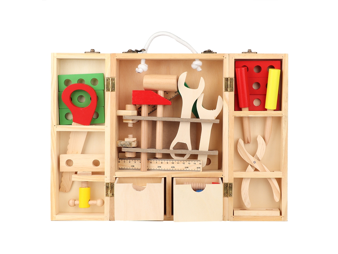Juguete De Herramientas De Reparación Para Niños, Fabricado Con Madera Ecológica Y De Diseño Seguro.