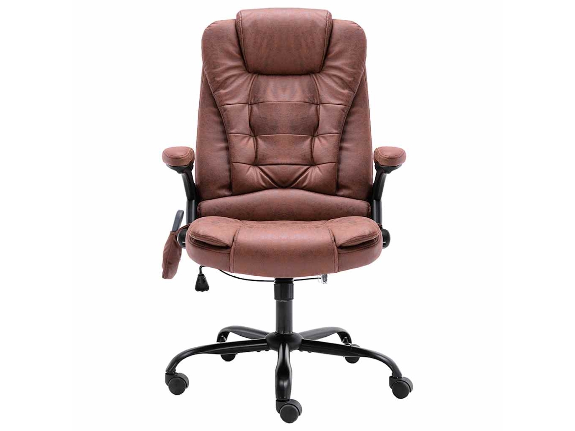 Silla De Oficina | Silla De Trabajo | Silla De Escritorio De Masaje Piel De Ante Sintética Marrón Claro Wsd541410