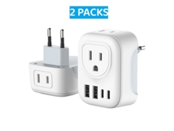 Adaptador de viaje europeo 6 en 1 con USB y enchufes Vayotoy