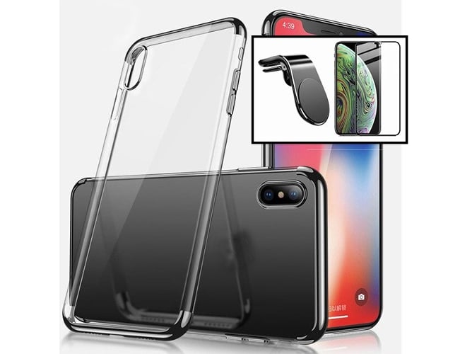 Kit Funda, Protector 5D y Soporte Magnético Coche iPhone XR SlimArmor Negro