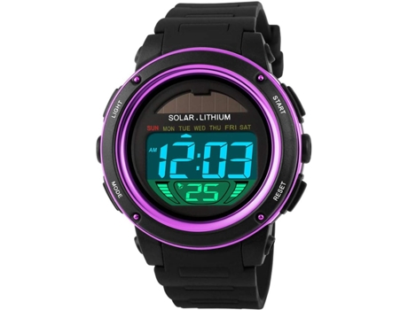VEANXIN Reloj electrónico con energía solar para hombre Relojes de pulsera digitales LED-púrpura