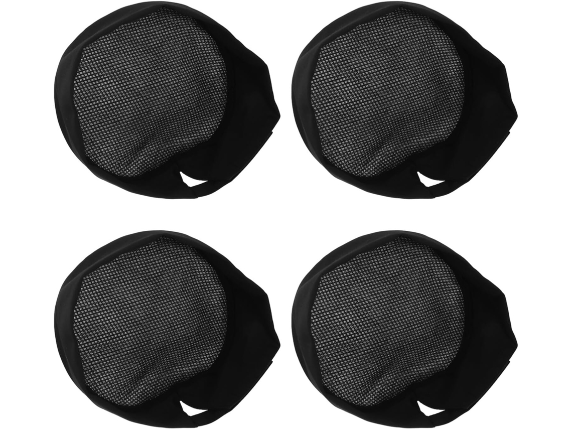 Juego De 4 Gorros De Chef Unisex Negros De Malla Transpirable, Ajustables Y A Prueba De Polvo.