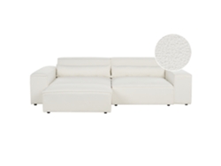 Sofá con reposapiés BELIANI Hellnar de Bouclé Blanco 262x126x70