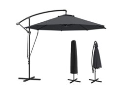 Guarda sol de Jardim Excêntrico com Cobertura, Proteção Uv 50+ e Base Cruzada Ø290x243 Cm Cinza Escuro