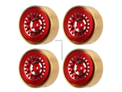 4 Ruedas Beadlock Rc De Aleación De Aluminio Y Latón Para Coche Rc Watchman Fms Fcx24 A Escala 1/18 Y 1/24 - Rojo