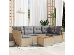 Conjunto de 7 sofás de jardín con cojines de mimbre beige de Dkd Home Decor