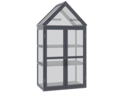 Mini Invernadero De 3 Niveles, Techo Abatible, Madera, 70,5 X 42 X 132 Cm.