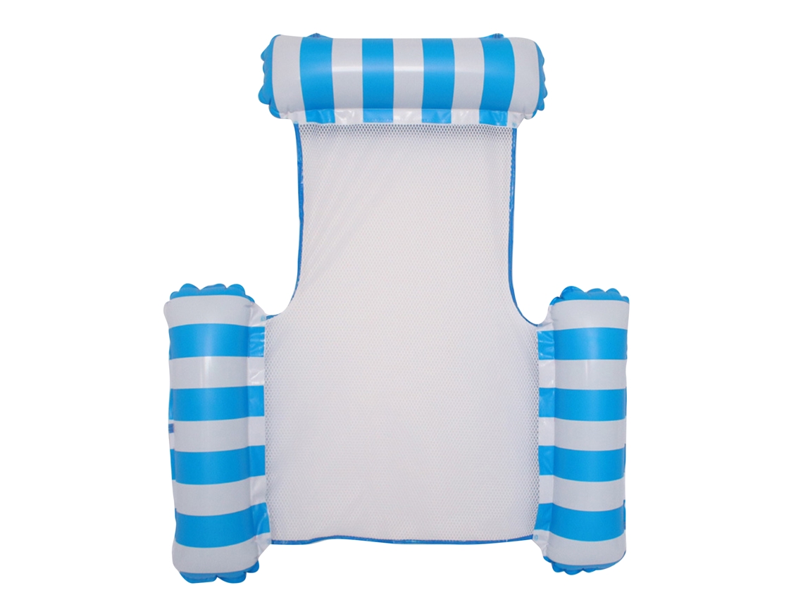 2026-colchón Flotante Hinchable Hamaca Plegable Rayado En Forma De U Para Piscina Azul Claro