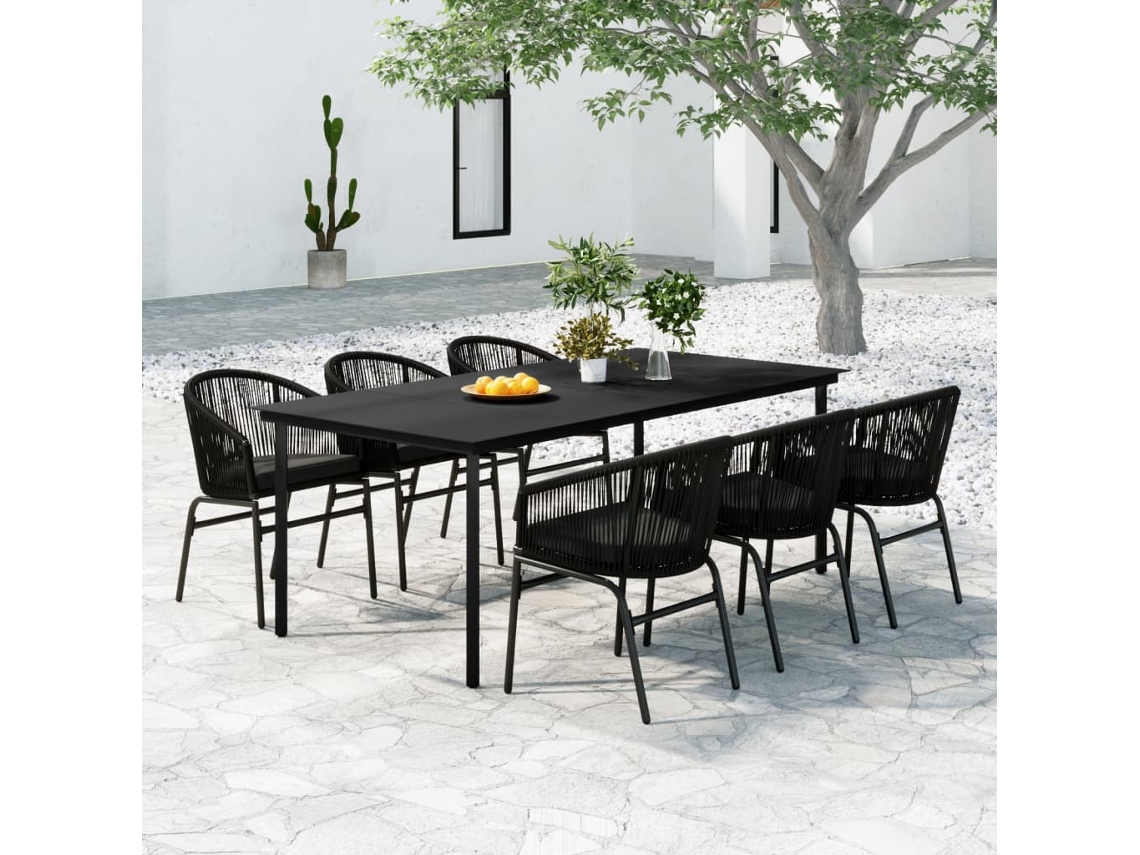 Juego de comedor de jardín de 7 piezas DKD Home Decor en negro