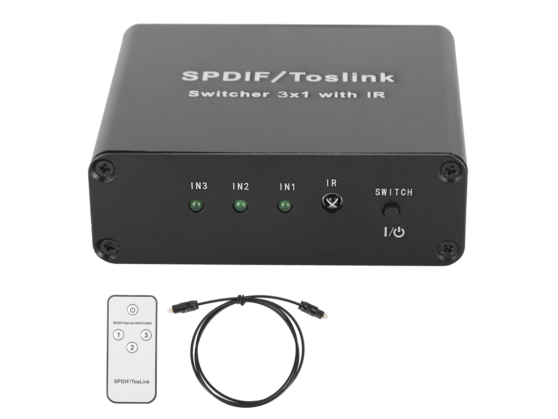 Comutador 3x1 Spdif/toslink Com Controle Remoto 3 Entradas 1 Saída Suporta Lpcm2.0 Dts Dolby-ac3