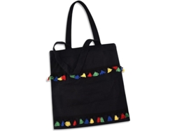 2026-bolsa Tote De Lona Con Borla Para Mujer, Negro, Ideal Para Compras Y Viajes