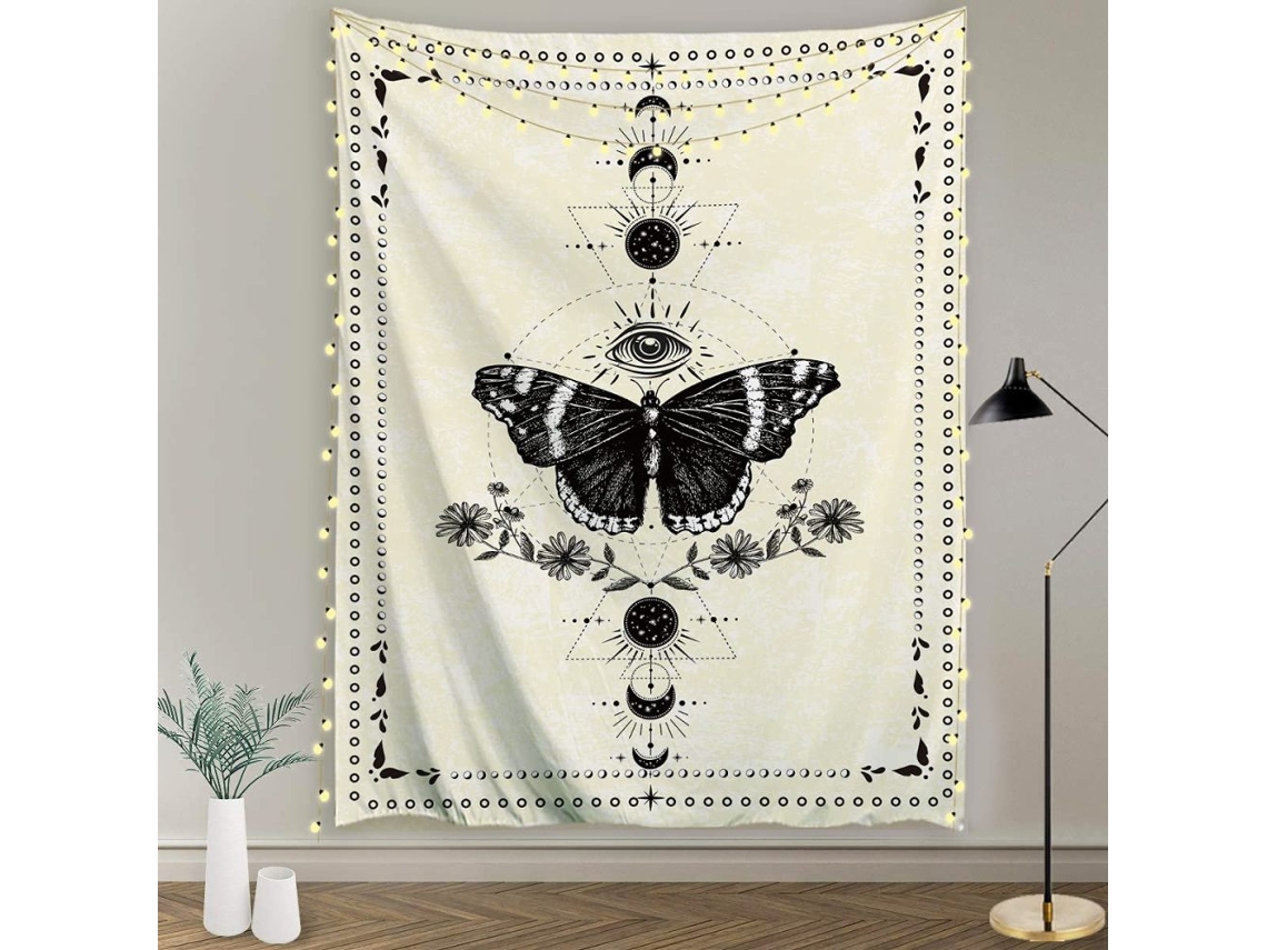 VYLARA Decoração Artística De Borboleta Estilo Boho, Costurada À Mão Para Uso Interno, Bolso Para Vara Incluído, Tecido De Poliéster De Alta Qualidade, Cores