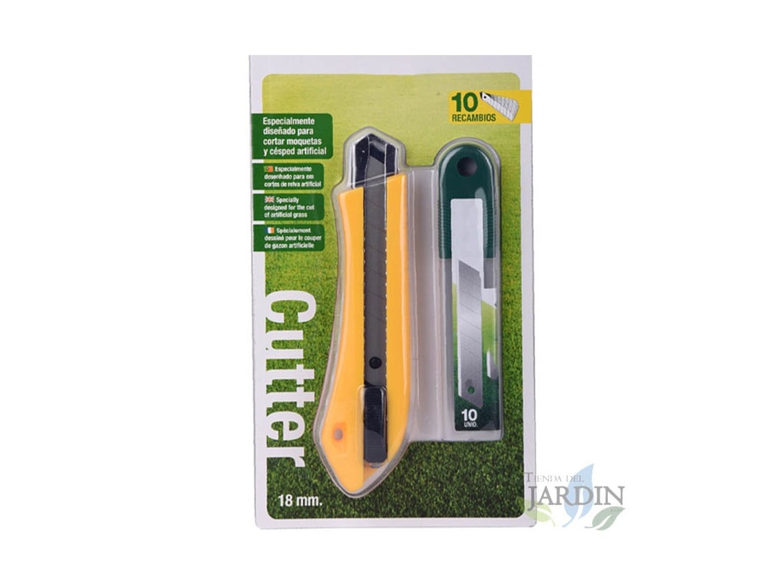 Cutter para Césped Artificial 18Mm de Acero Inoxidable 10 Hojas de Recambios SUINGA