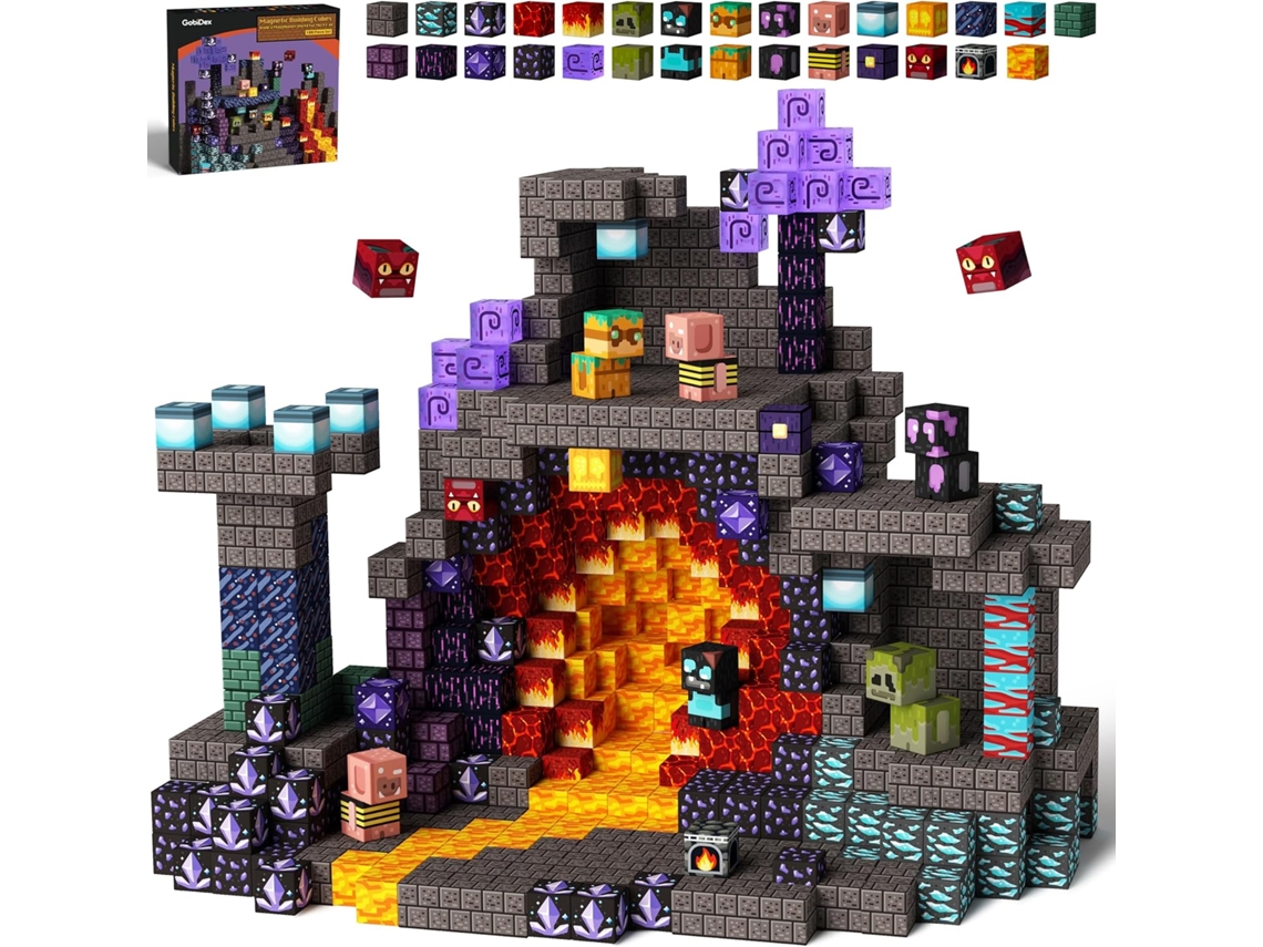 Puzzle Mag Wonder Zh-022 Gobidex Modelo 100 piezas Bloques de construcción magnéticos, Gemfifre Hollow para construir mundos y actividades de aventura
