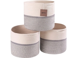 2026-cubos De Almacenamiento Voten 11x11'' 3 Paquetes Para Organizador De Cubos 12x12'', Canastos De Algodón Gris Mixto