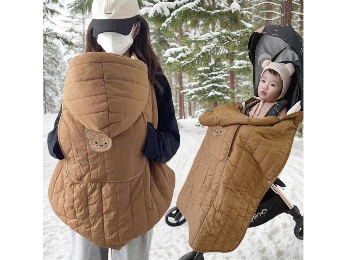 Manta para cochecito de bebé, funda protectora resistente al viento para portabebés, manta cálida de invierno Cuich (marrón)