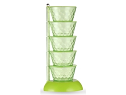 Recipiente de plástico giratorio de 360° con 5 capas y placas para atemperar alimentos y cocinar de forma ecológica.