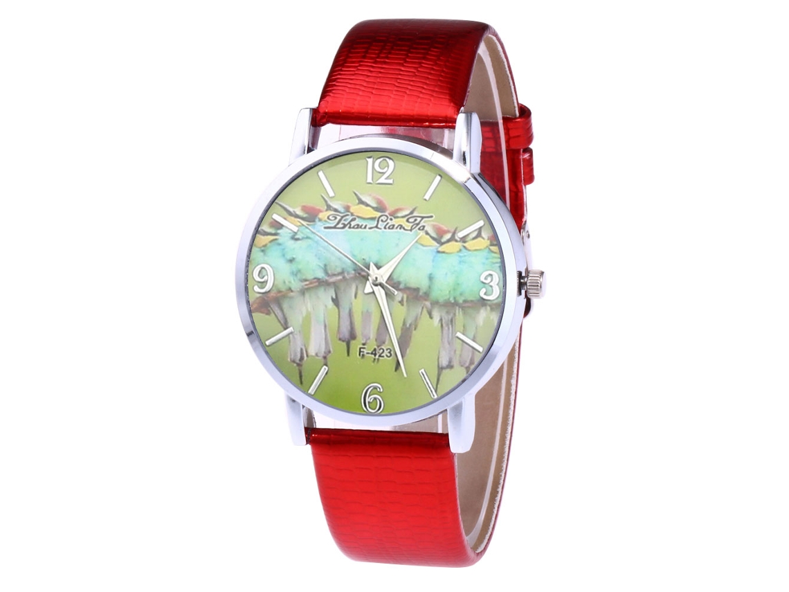 Reloj De Pulsera Analógico Para Parejas, De Aleación, Esfera Redonda Y Movimiento De Cuarzo Rojo.