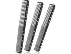 Peine de corte fino de 3 piezas, peine de resina resistente al calor (negro)