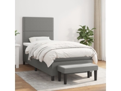 Cama Box Spring Con Colchón Tela Gris Oscuro 100x200 Cm