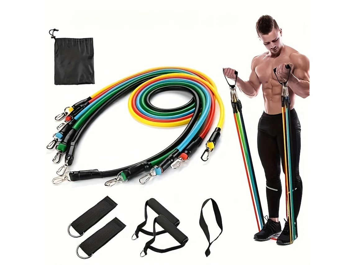 Bandas de resistencia de TPE, multifuncionales, para entrenamiento de resistencia, fisioterapia, equipo de fitness, 11 piezas, Gertiz