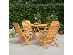 Juego de comedor de jardín de 5 piezas de madera maciza de teca Dkd Home Decor