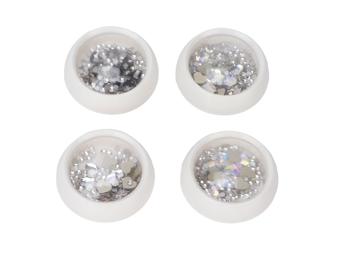 4pcs Decoração De Unhas Com Strass Em Diferentes Formas Base Plana Brilhante Acessórios De Unhas