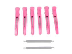 6pcs Pinzas De Pelo Profesionales Antideslizantes De Pico De Pato Para Cortar Y Estilar El Cabello (rojo Rosa)