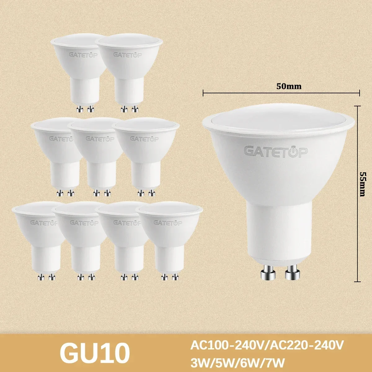 (gu10 120 Grados, Luz Blanca Fría 6000k) 10 Mini Bombillas Led De Alto Lumen, Sin Estroboscópio, Luz De Habitación Para El Hogar