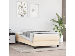 Cama Box Spring Con Colchón Tela Color Crema 80x200 Cm
