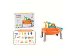 (naranja) Lavabo De Juegos Para Niños Con Agua Corriente, Grifo Mejorado Y Vajilla De Juguete.