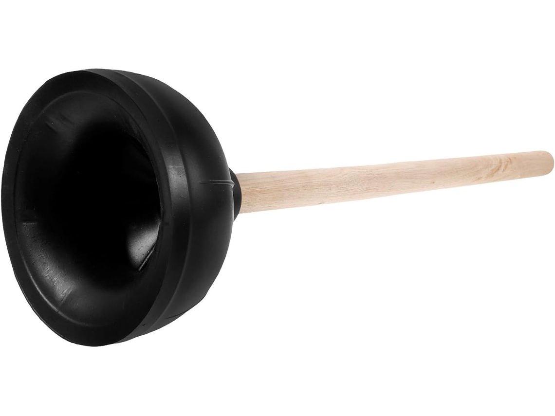 Desatascador De Desagües De Goma Negra Con Mango De Madera Cómodo Y Duradero Para Inodoros Y Lavabos