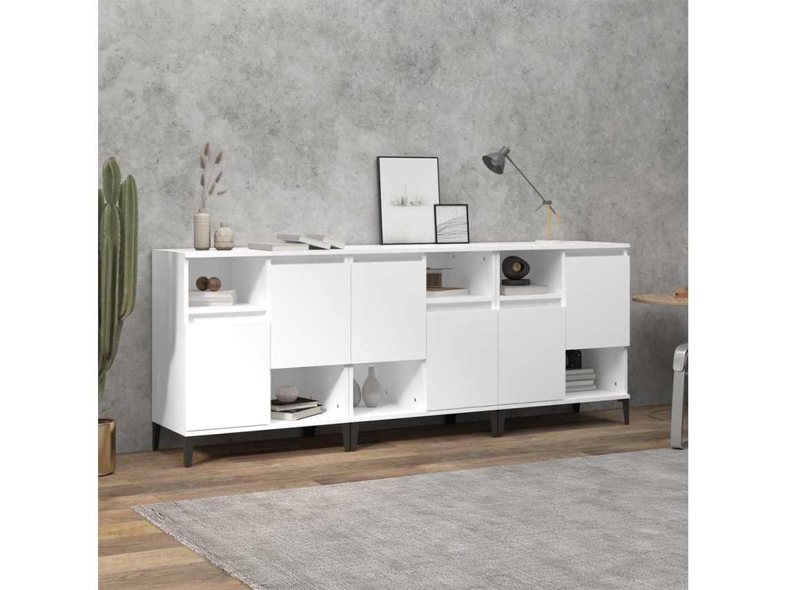 Aparador de 3 piezas | Vitrina buffet 60x35x70 cm, derivado de madera, blanco