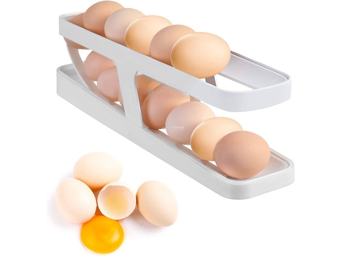 Estante Para Huevos De Refrigerador Con 2 Niveles Y Dispensador Automático, Con Capacidad Para 12-14 Huevos.
