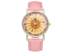 Reloj De Cuarzo Unisex Con Correa De Cuero Pu Dial Romanos Rosa Zhoulianfa