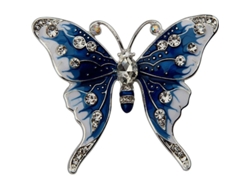 Broche Borboleta Com Strass Cristal Cor Azul Para Presente De Natal Aniversário