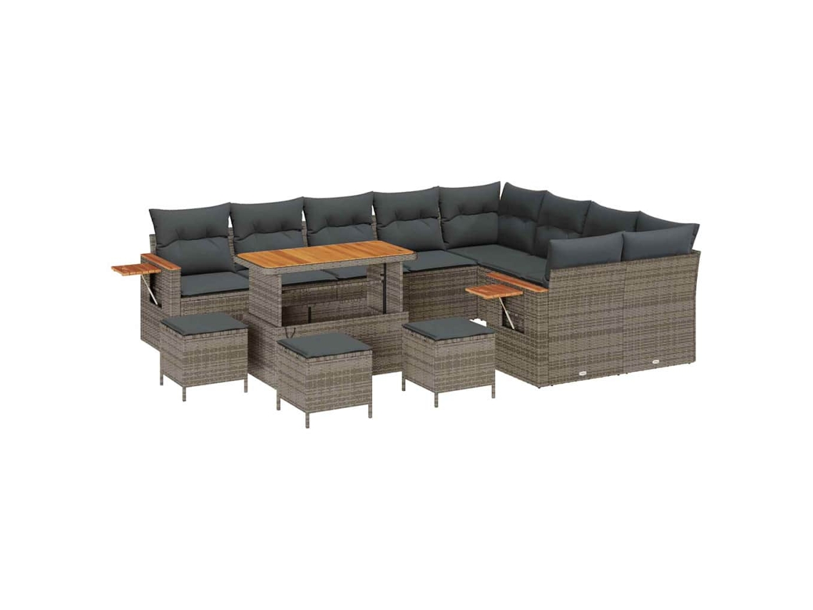 Maison Exclusive - Conjunto De Sofás De Jardín 14 Pcs Gris Ratán Sintético